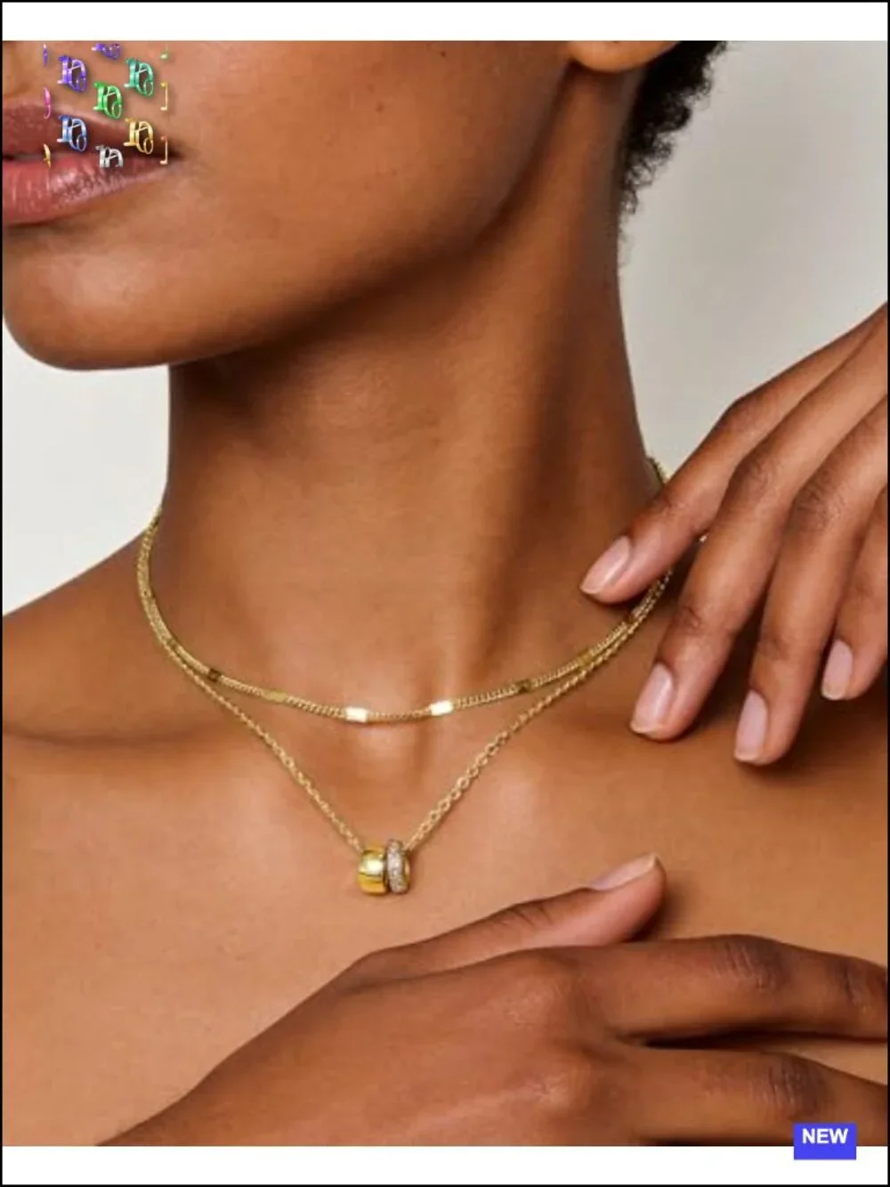 14K Gold Plated Layered Necklace Set with CZ Hypoallergenic Dainty Stackable